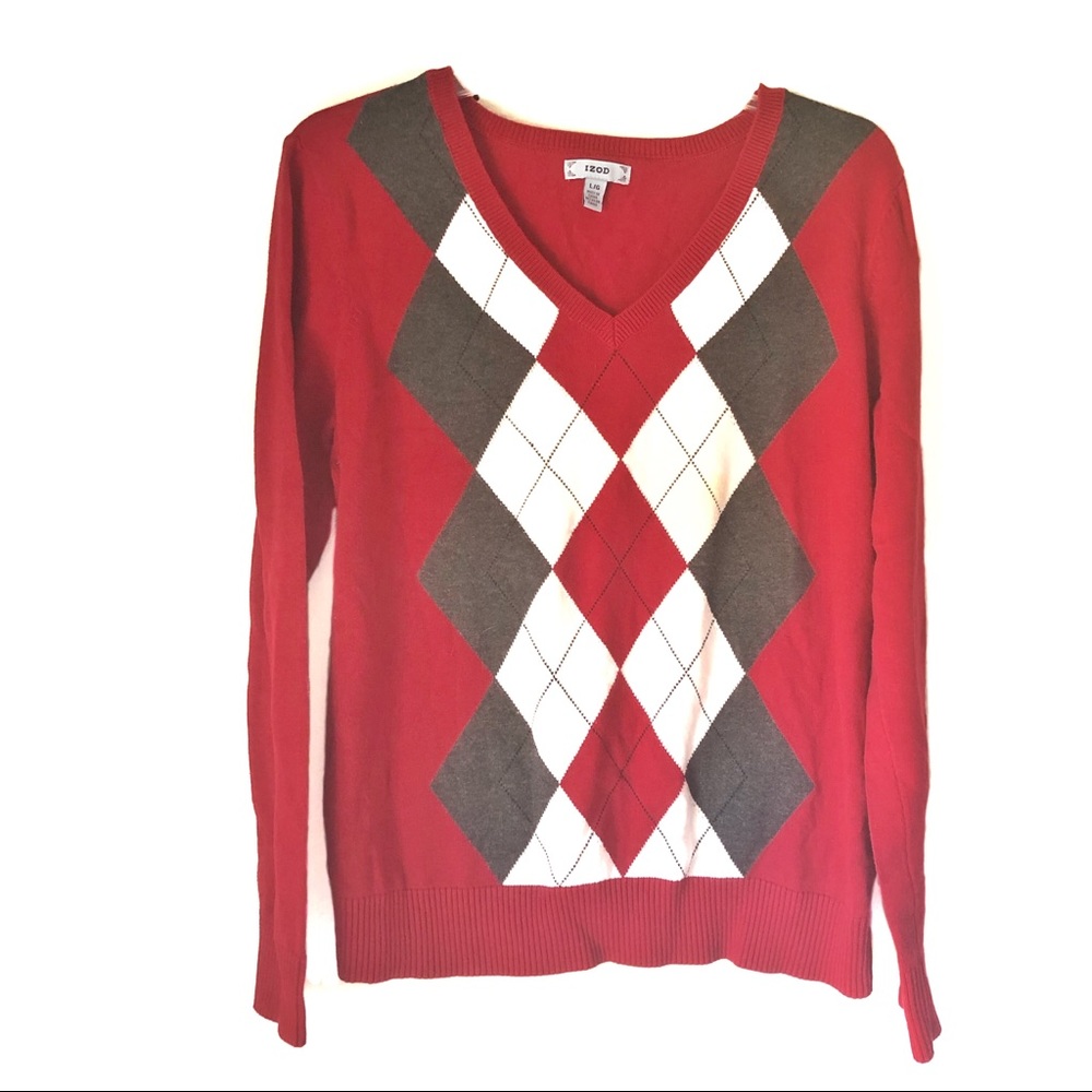 Izod red argyle holiday sweater